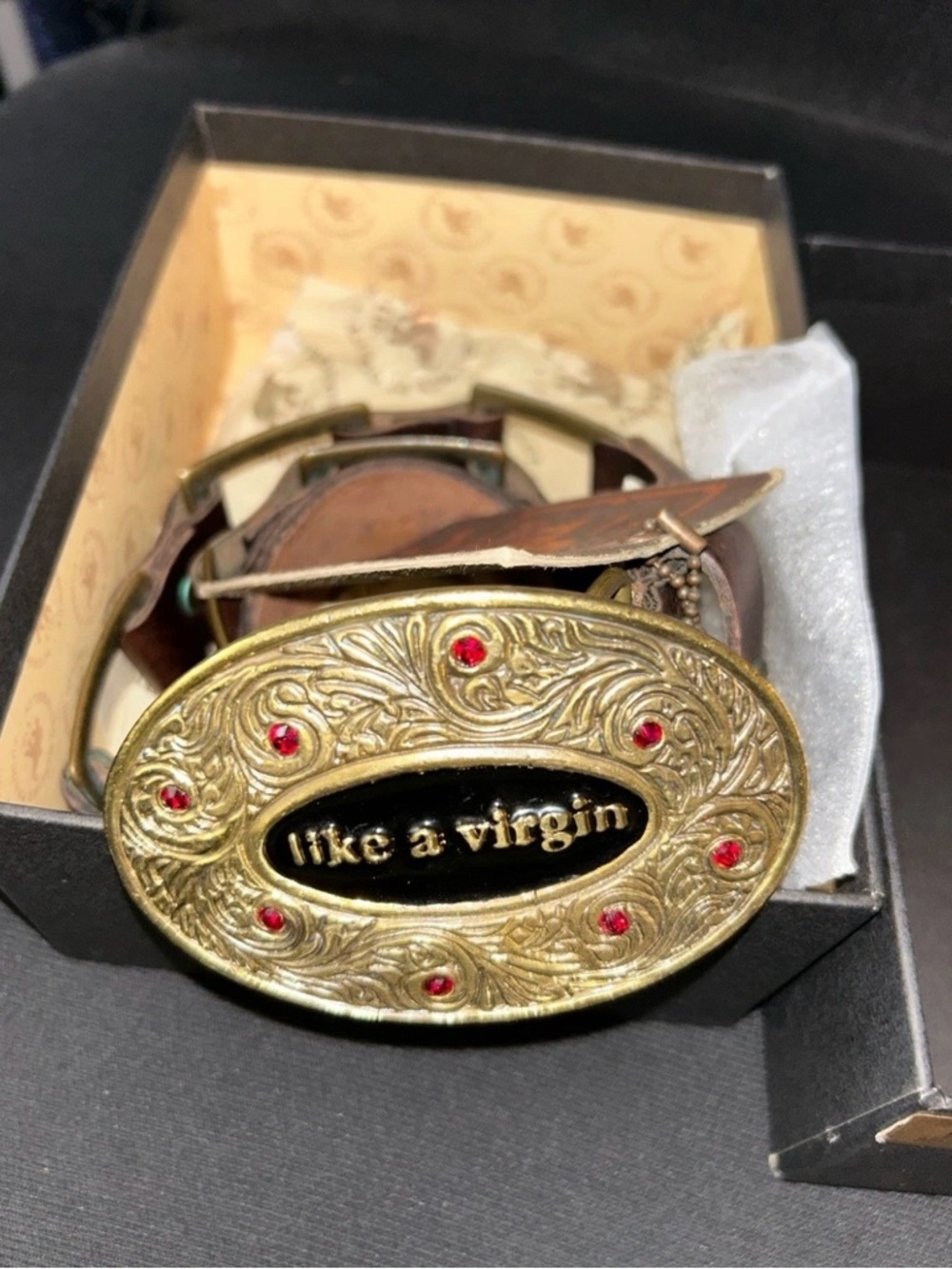 Trunk LTD Madonna Collectors Edition Belt Sz 30/32 New Nib Leather Brass Buckle